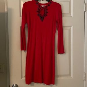 Melrose chic red dress with black detailing